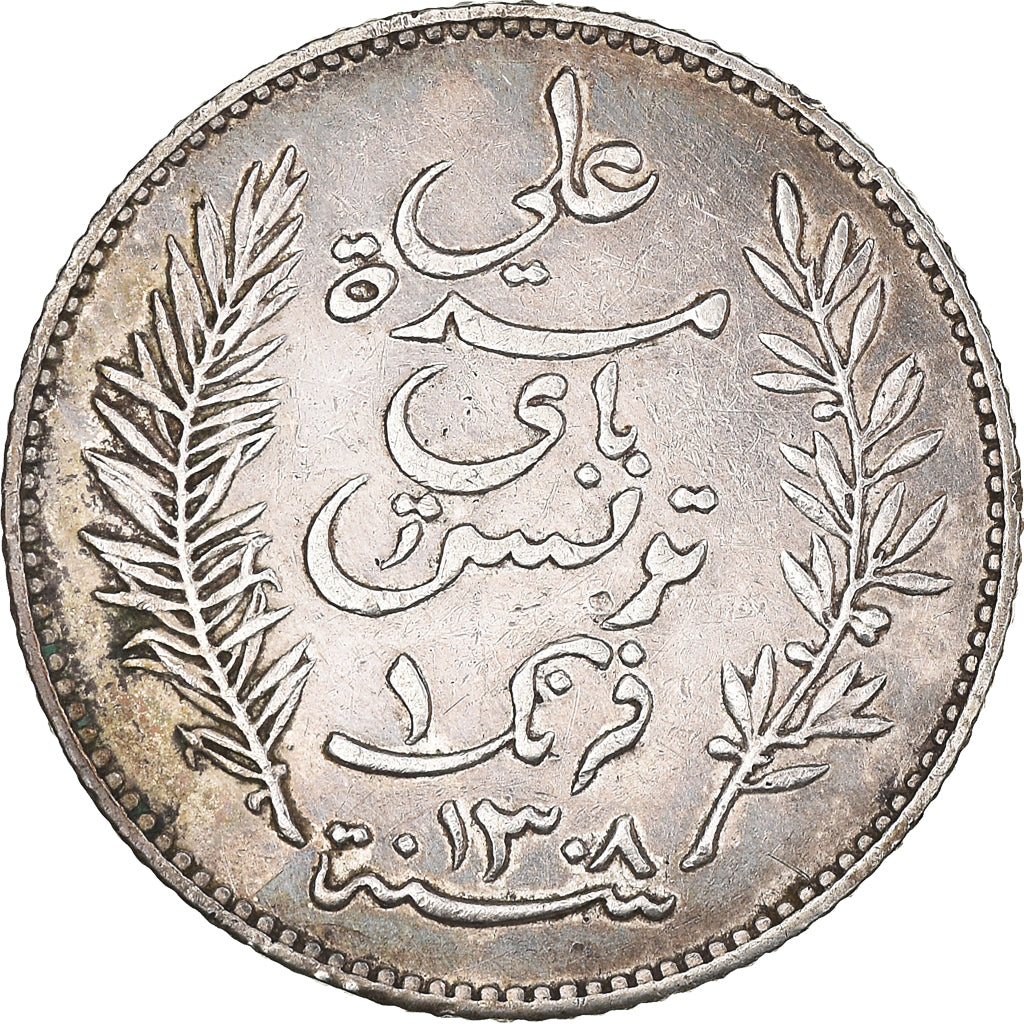 Coin, Tunisia, Ali Bey, Franc, 1891, Paris, AU(55-58), Silver, KM:224