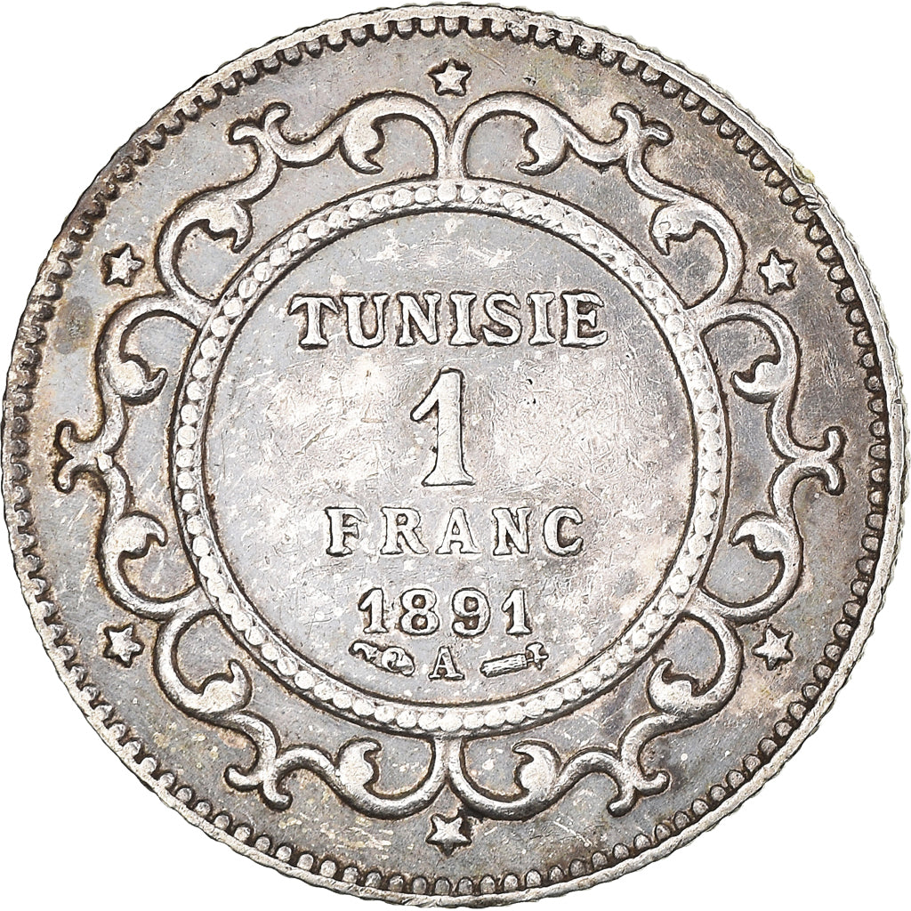 Coin, Tunisia, Ali Bey, Franc, 1891, Paris, AU(55-58), Silver, KM:224