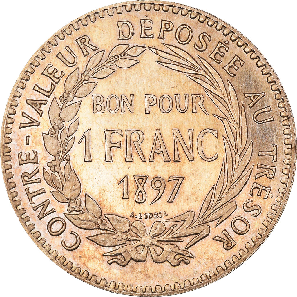 Coin, Martinique, Franc, 1897, MS(63), Copper-nickel, KM:41, Lecompte:12