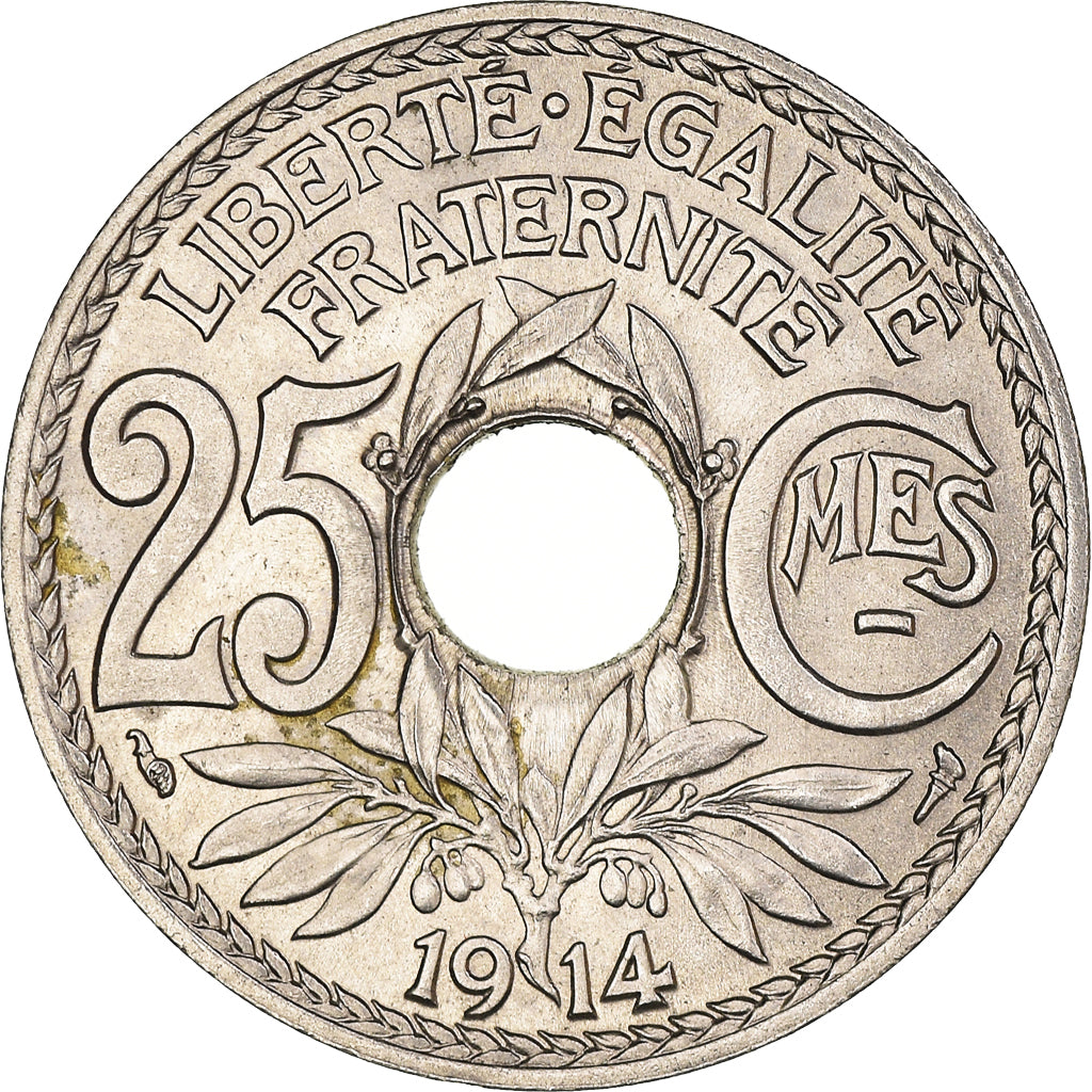 Coin, France, Lindauer, 25 Centimes, 1914, Souligné, AU(55-58), Nickel, KM:867