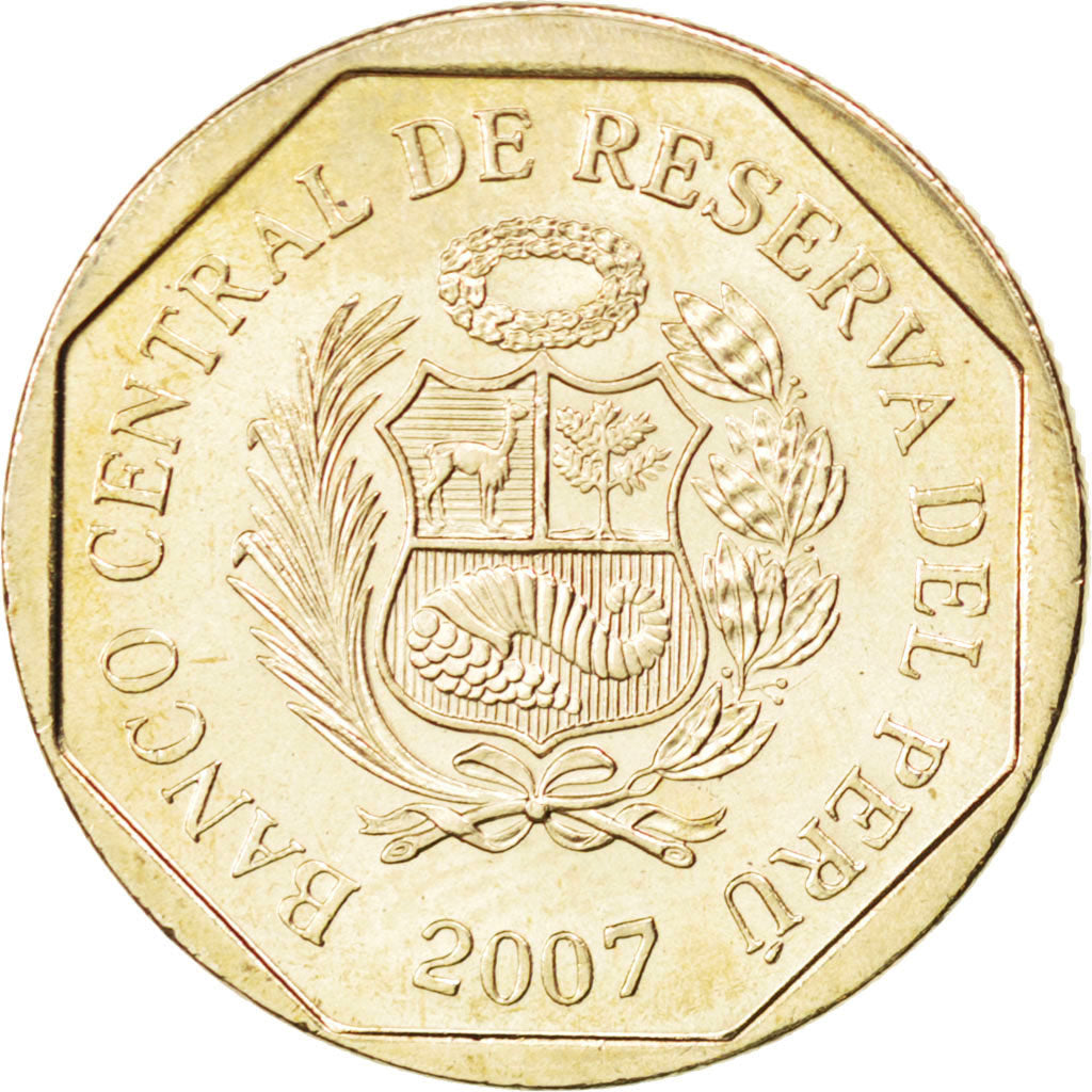 Coin, Peru, 50 Centimos, 2007, MS(63), Copper-Nickel-Zinc, KM:307.4