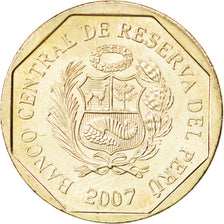 Coin, Peru, 50 Centimos, 2007, MS(63), Copper-Nickel-Zinc, KM:307.4