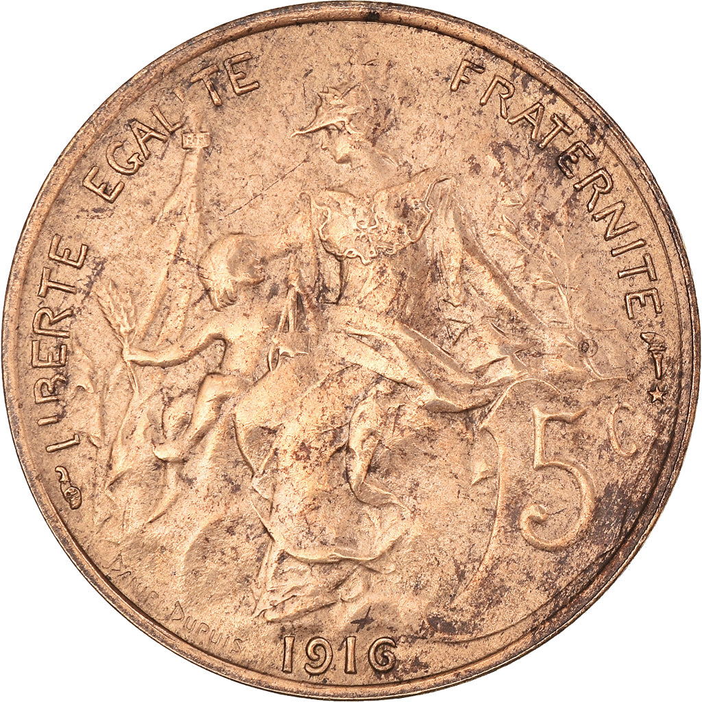 Münze, Frankreich, Dupuis, 5 Centimes, 1916, Paris, Etoile, SS, Bronze, KM:842