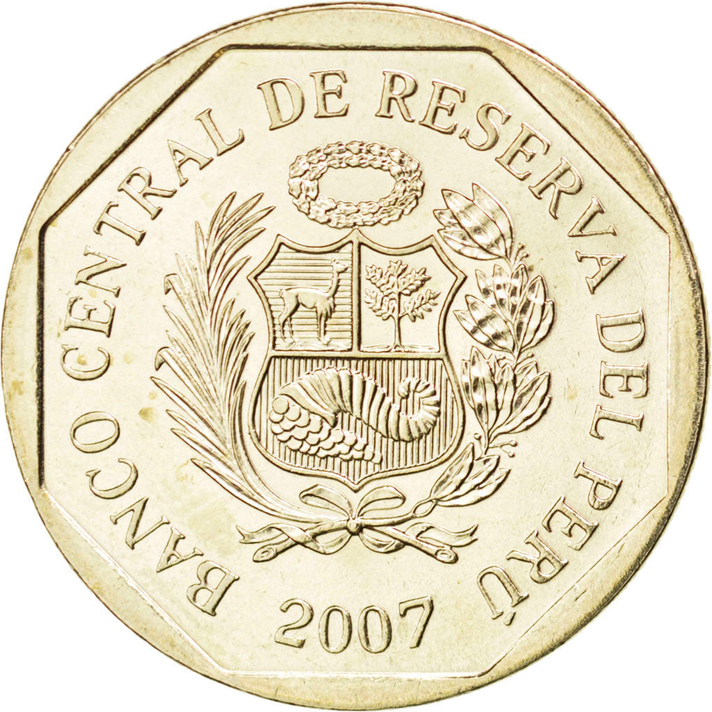 Coin, Peru, Nuevo Sol, 2007, MS(63), Copper-Nickel-Zinc, KM:308.4