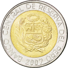 PERU, 2 Nuevos Soles, 2007, Lima, KM #313, MS(63), Bi-Metallic, 22.2, 5.56