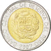 PERU, 2 Nuevos Soles, 2007, Lima, KM #313, MS(63), Bi-Metallic, 22.2, 5.56