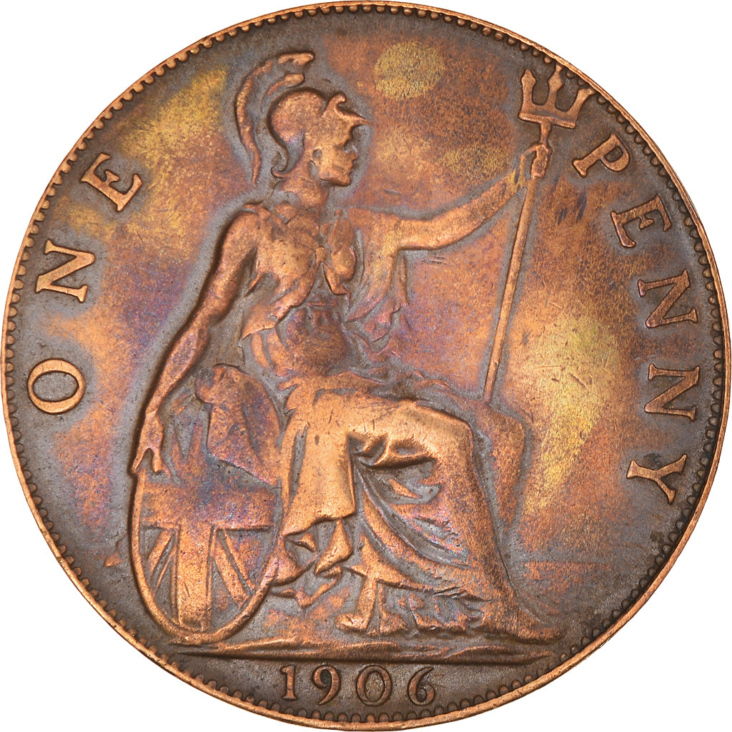 Coin, Great Britain, Edward VII, Penny, 1906, EF(40-45), Bronze, KM:794.2