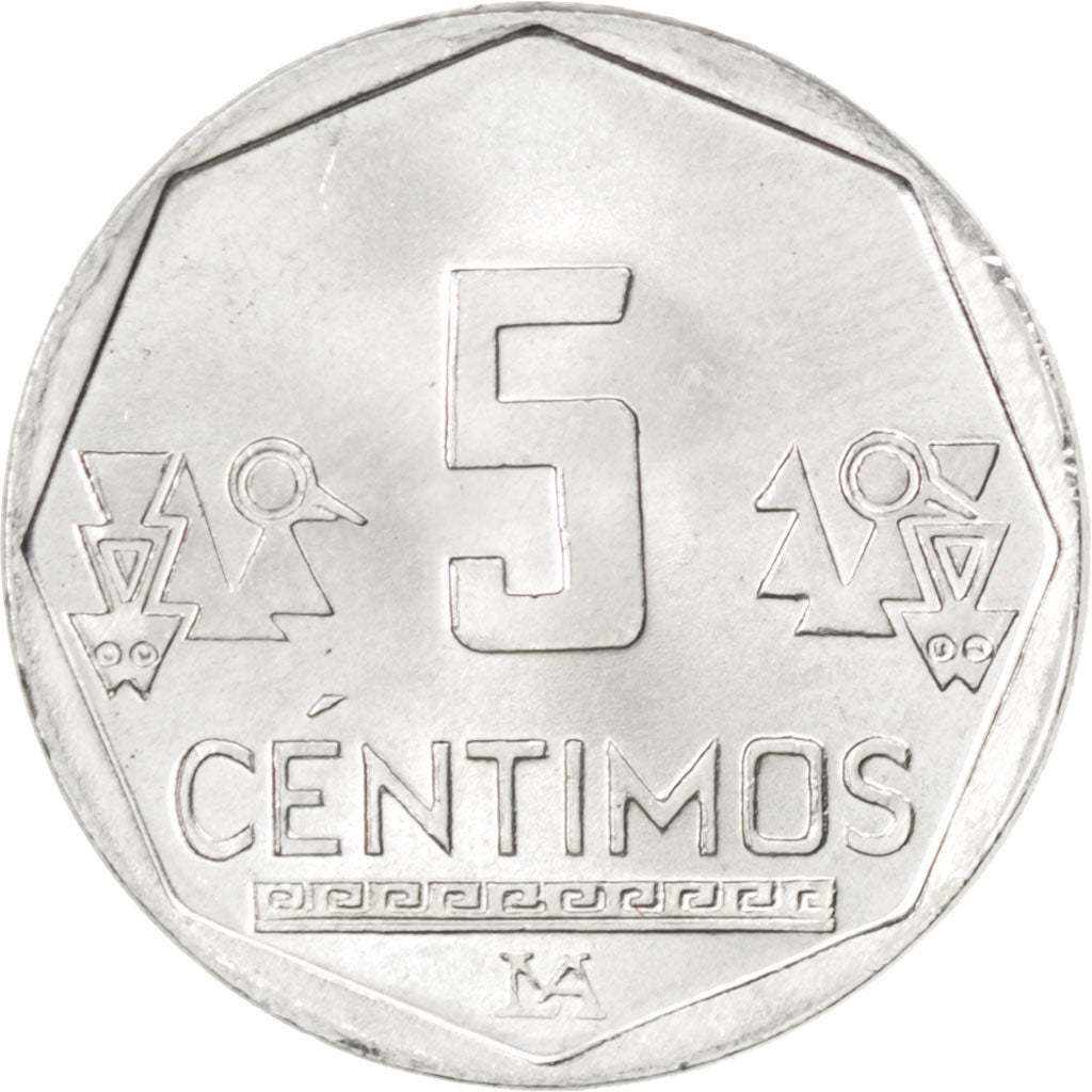 PERU, 5 Centimos, 2007, Lima, KM #304.4a, MS(63), Aluminum, 18, 1.00