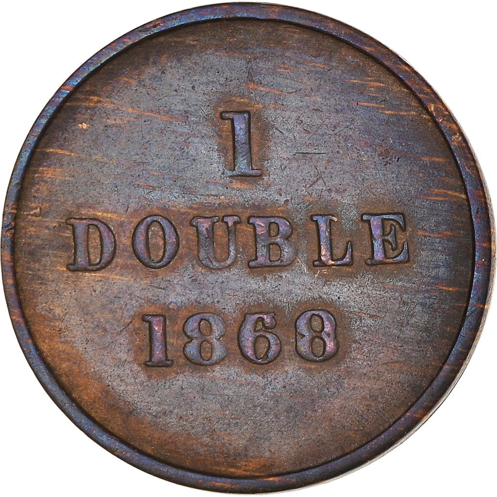Coin, Guernsey, Double, 1868, Heaton, AU(50-53), Bronze, KM:10