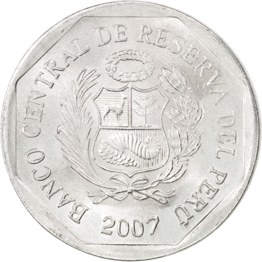 Coin, Peru, 5 Centimos, 2007, MS(63), Aluminum, KM:304.4a