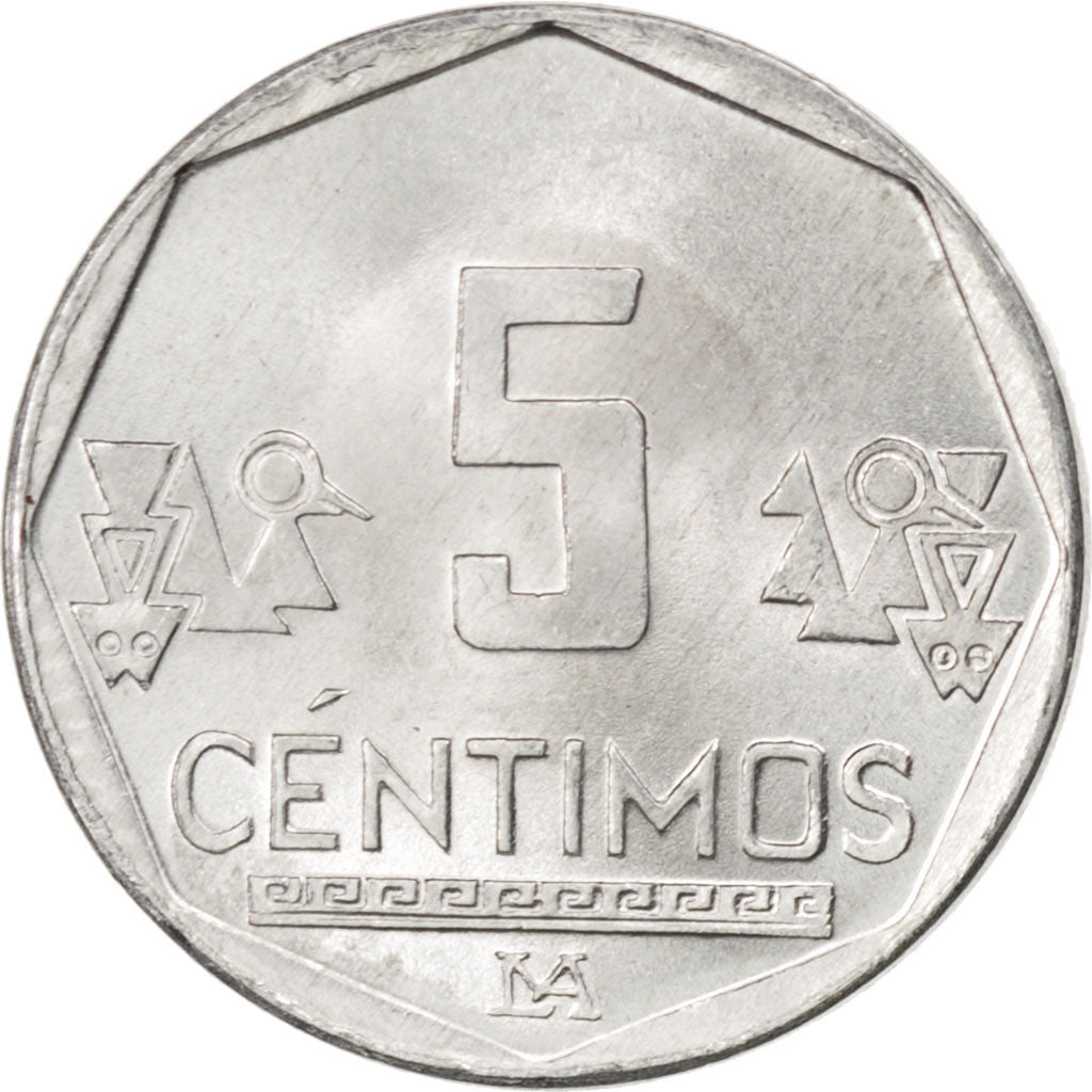 Coin, Peru, 5 Centimos, 2007, MS(63), Aluminum, KM:304.4a