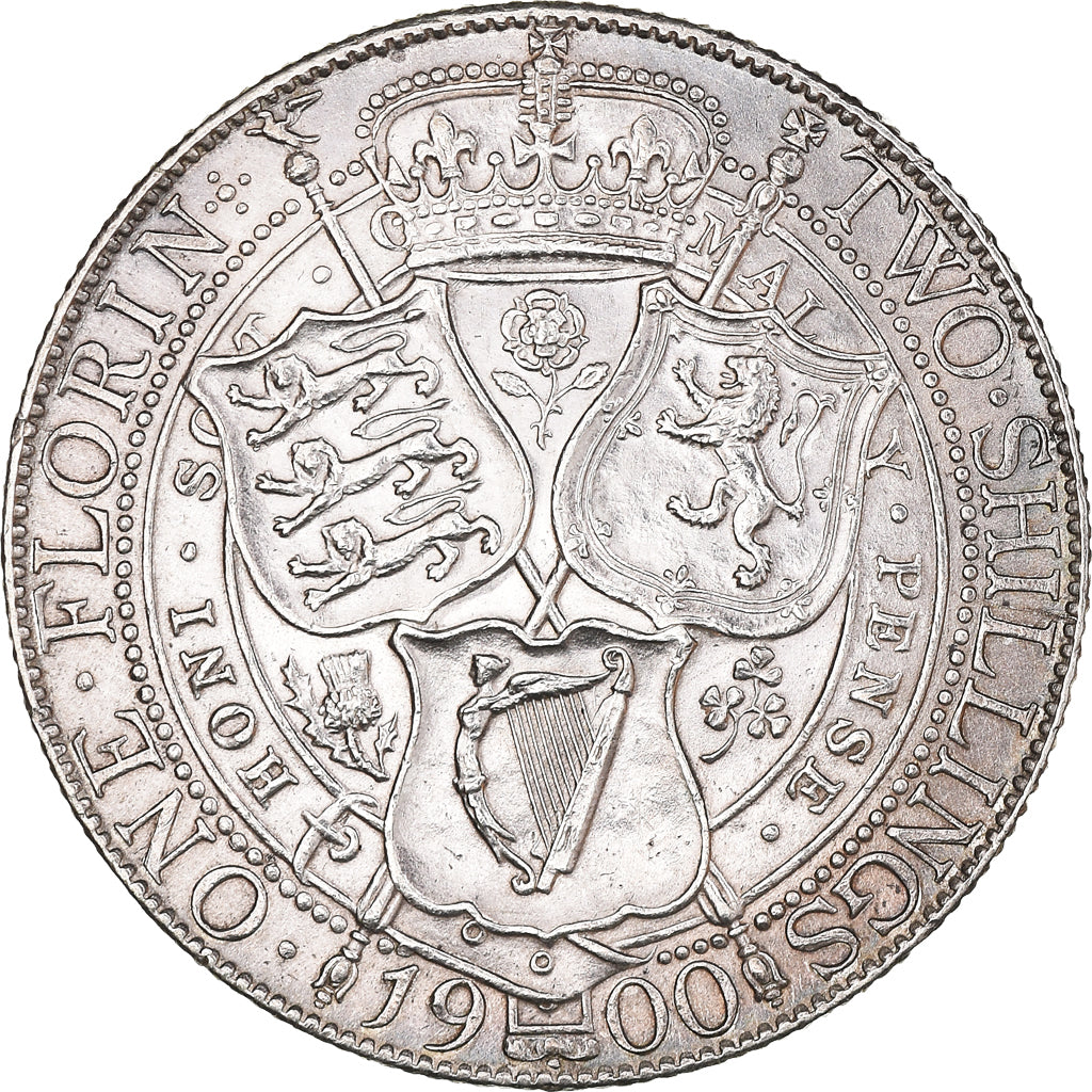 Coin, Great Britain, Victoria, Florin, Two Shillings, 1900, AU(55-58), Silver