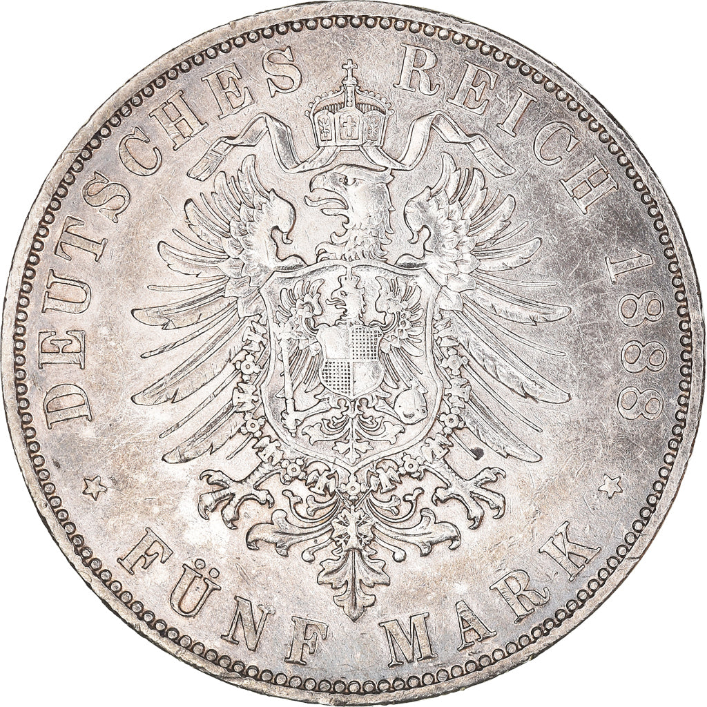 Coin, German States, PRUSSIA, Friedrich III, 5 Mark, Berlin, AU(50-53), Silver