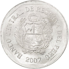 Coin, Peru, 5 Centimos, 2007, MS(63), Aluminum, KM:304.4a