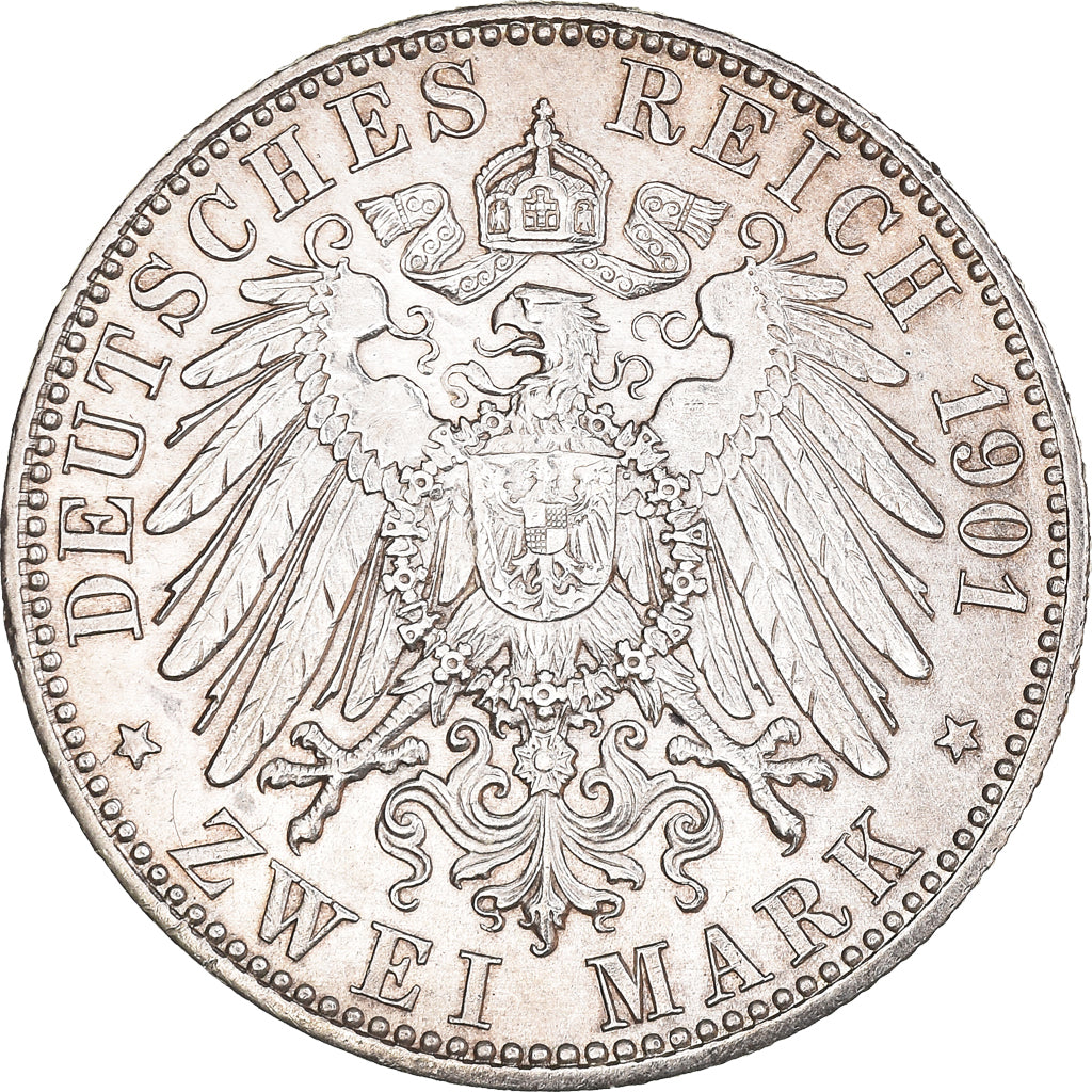 Coin, German States, PRUSSIA, Wilhelm II, 2 Mark, 1901, Berlin, AU(55-58)