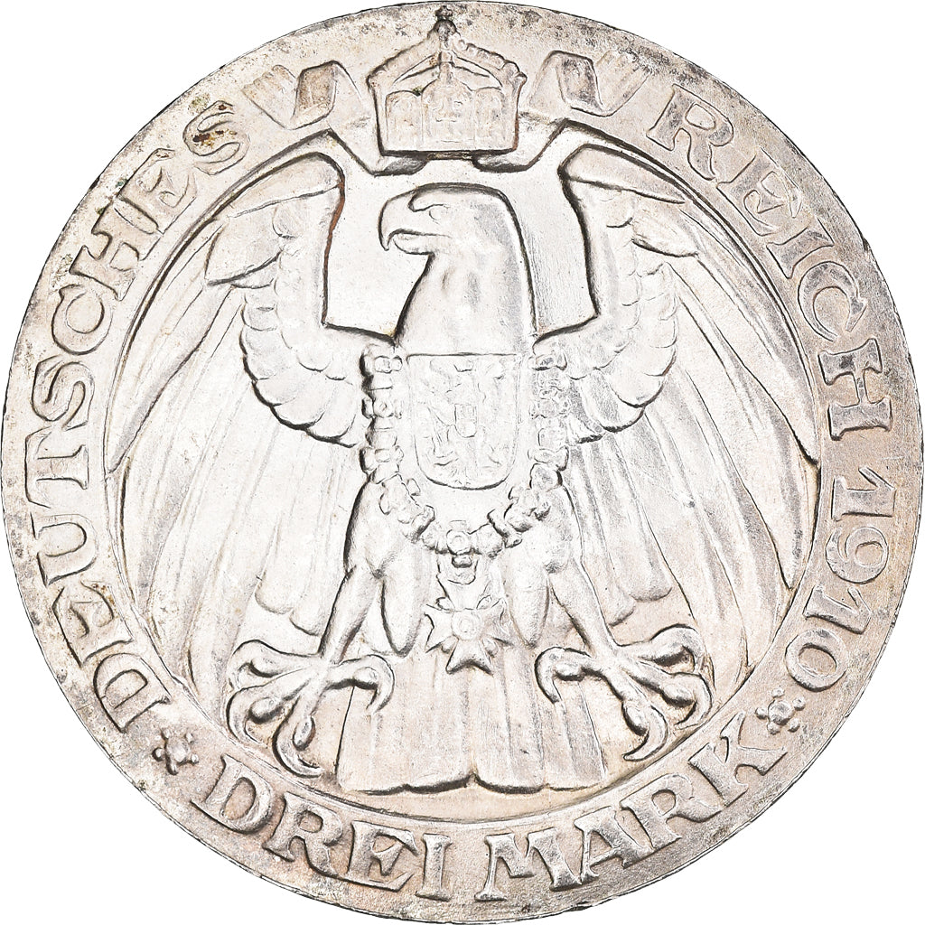 Coin, German States, PRUSSIA, Wilhelm II, 3 Mark, 1910, Berlin, MS(60-62)
