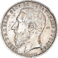 Moneda, ESTADO LIBRE DEL CONGO, Leopold II, Franc, 1887, MBC+, Plata, KM:6