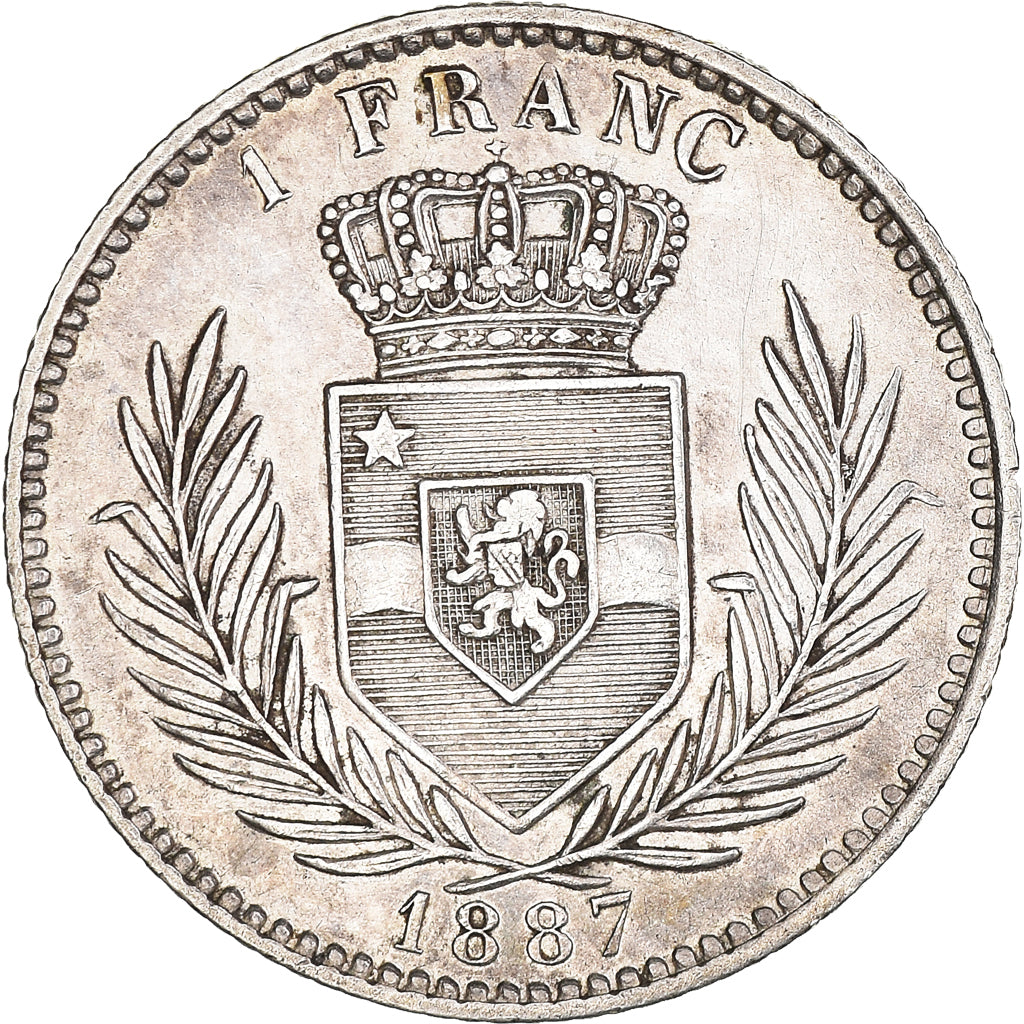 Moneda, ESTADO LIBRE DEL CONGO, Leopold II, Franc, 1887, MBC+, Plata, KM:6
