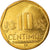 Coin, Peru, 10 Centimos, 2008, MS(63), Brass, KM:305.4