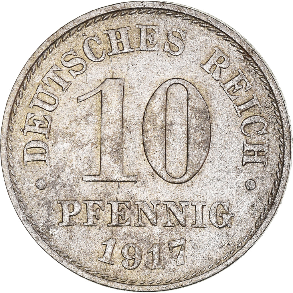 Coin, GERMANY - EMPIRE, 10 Pfennig, 1917, Berlin, EF(40-45), Iron, KM:20