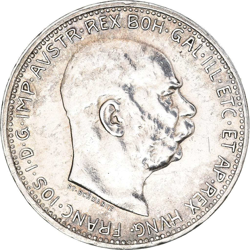 Moeda, Áustria, Franz Joseph I, Corona, 1913, EF(40-45), Prata, KM:2820