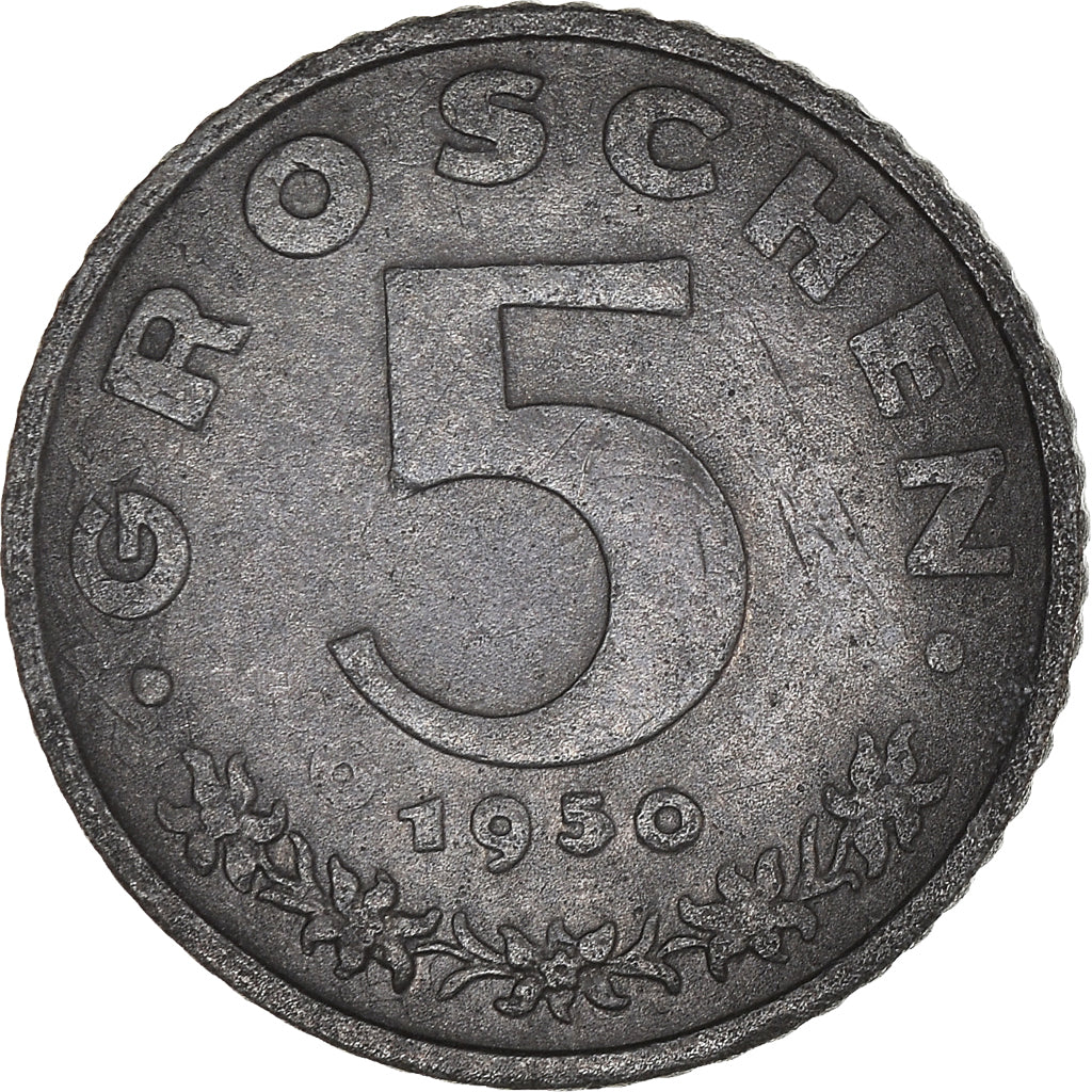 Coin, Austria, 5 Groschen, 1950, EF(40-45), Zinc, KM:2875