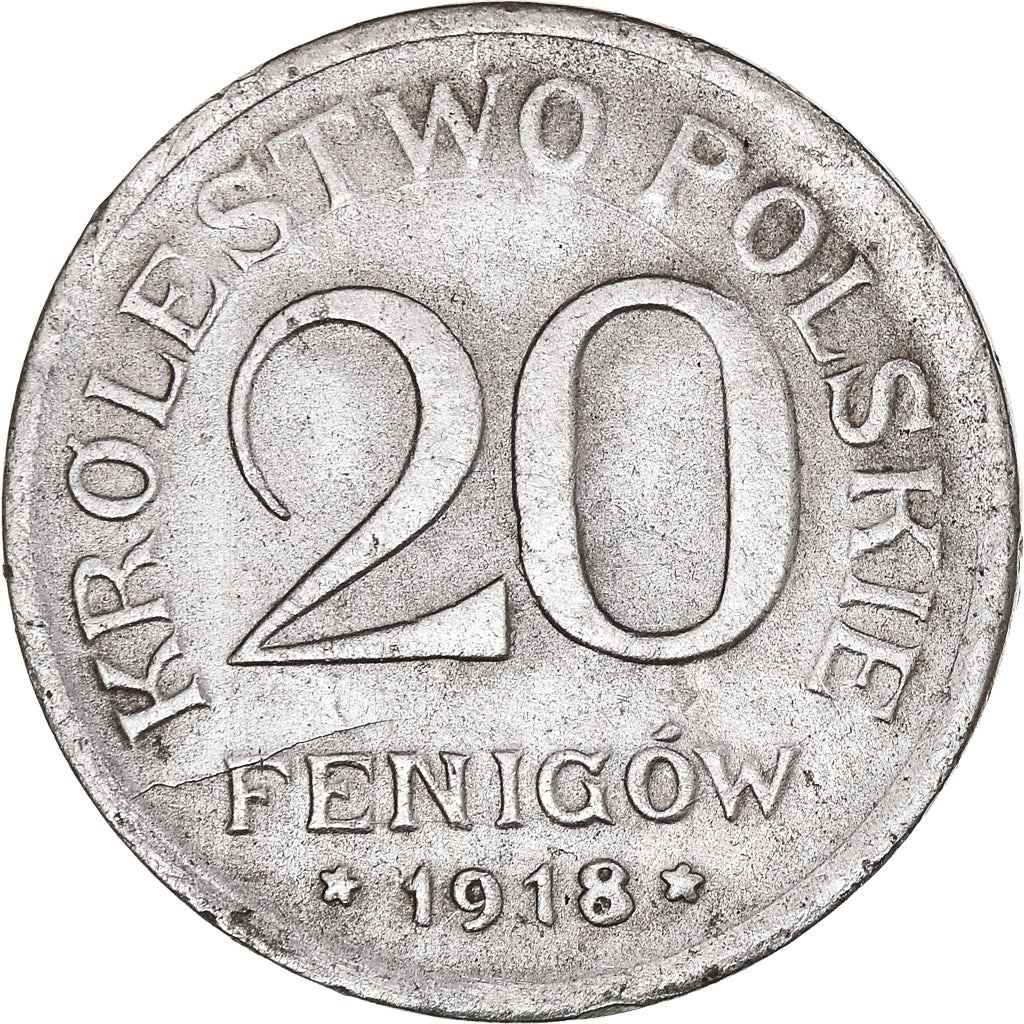 Coin, Poland, 20 Fenigow, 1918, Stuttgart, Germany, EF(40-45), Iron, KM:7