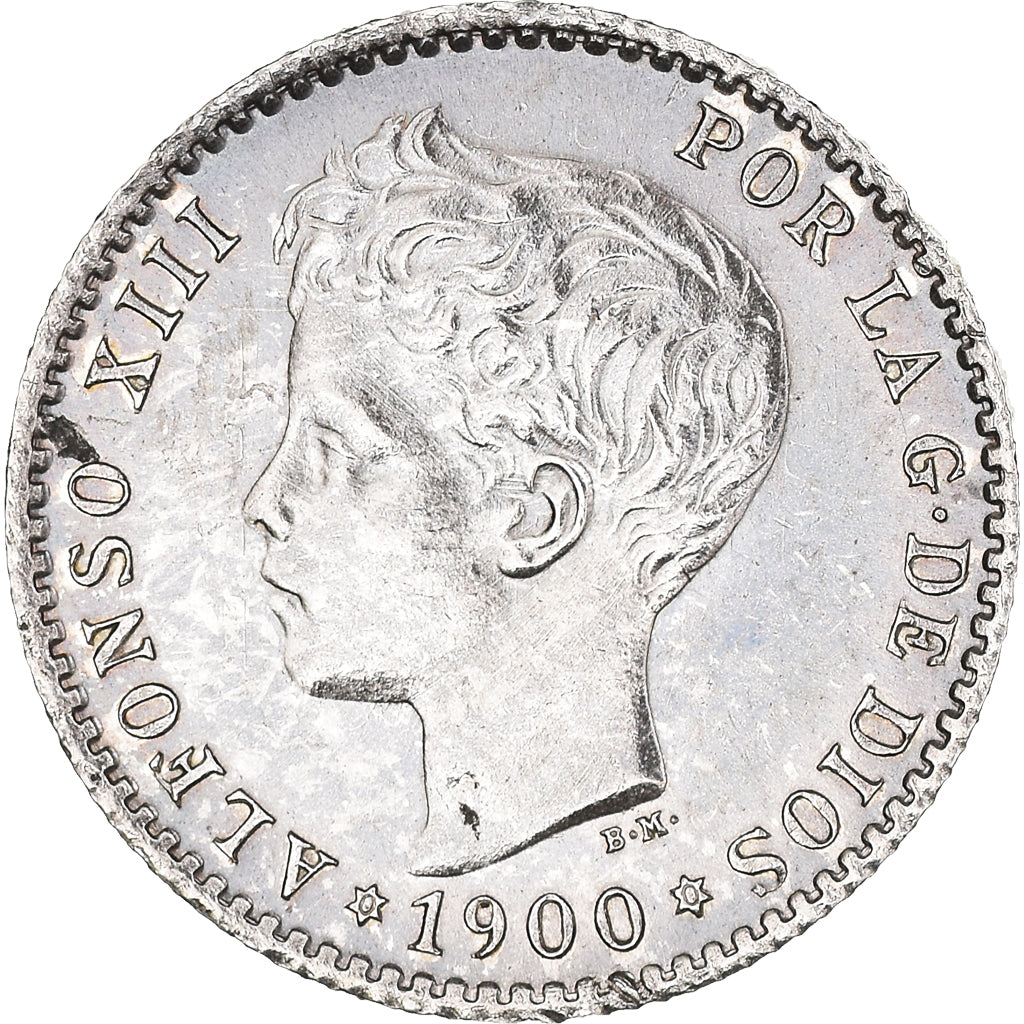 Coin, Spain, Alfonso XIII, 50 Centimos, 1900, Madrid, AU(55-58), Silver, KM:705
