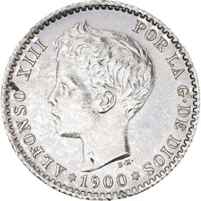 Coin, Spain, Alfonso XIII, 50 Centimos, 1900, Madrid, AU(55-58), Silver, KM:705