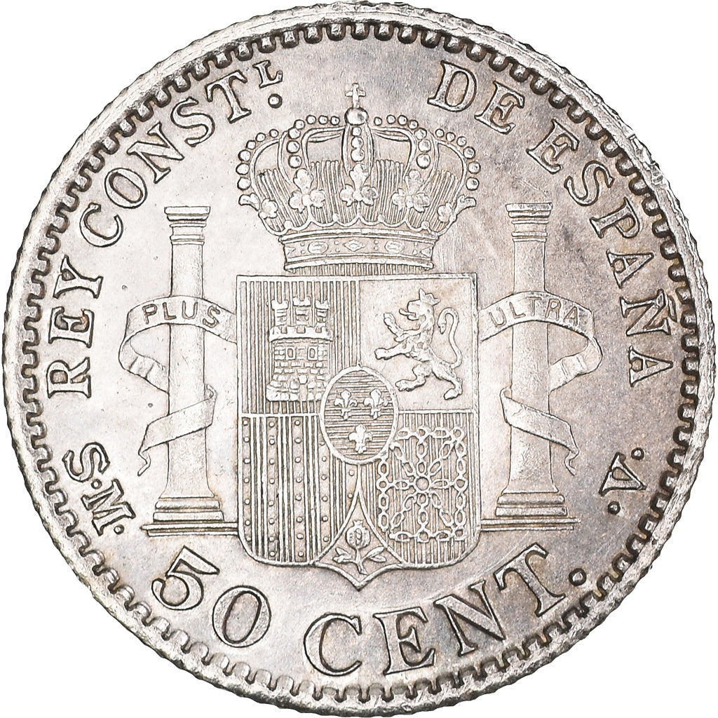Coin, Spain, Alfonso XIII, 50 Centimos, 1900, Madrid, AU(55-58), Silver, KM:705