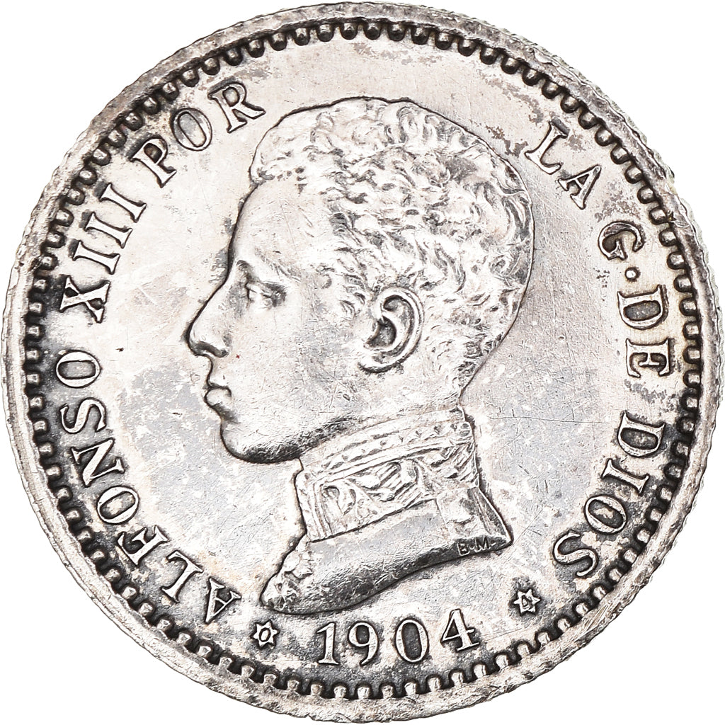 Coin, Spain, Alfonso XIII, 50 Centimos, 1904, Madrid, AU(55-58), Silver, KM:723