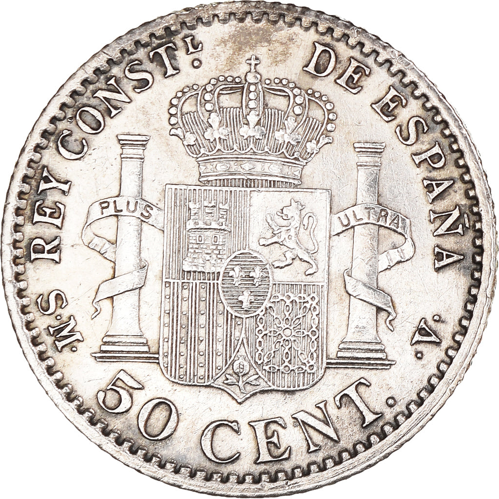 Coin, Spain, Alfonso XIII, 50 Centimos, 1904, Madrid, AU(55-58), Silver, KM:723