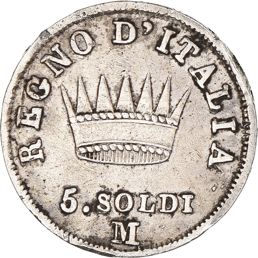 Monnaie, États italiens, KINGDOM OF NAPOLEON, Napoleon I, 5 Soldi, 1809, Milan