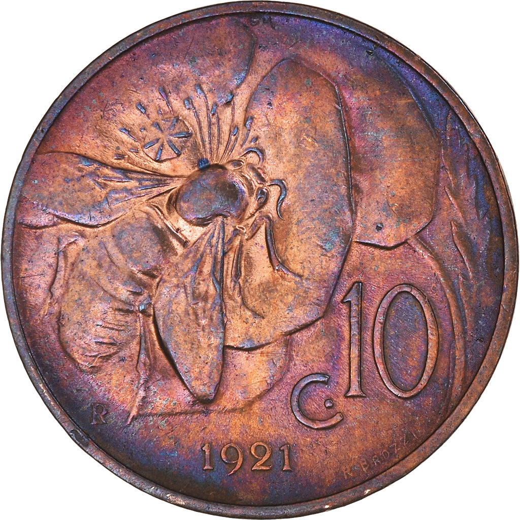 Monnaie, Italie, Vittorio Emanuele III, 10 Centesimi, 1921, Rome, TTB+, Bronze