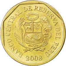 PERU, 20 Centimos, 2008, Lima, KM #306.4, MS(63), Brass, 23, 4.40