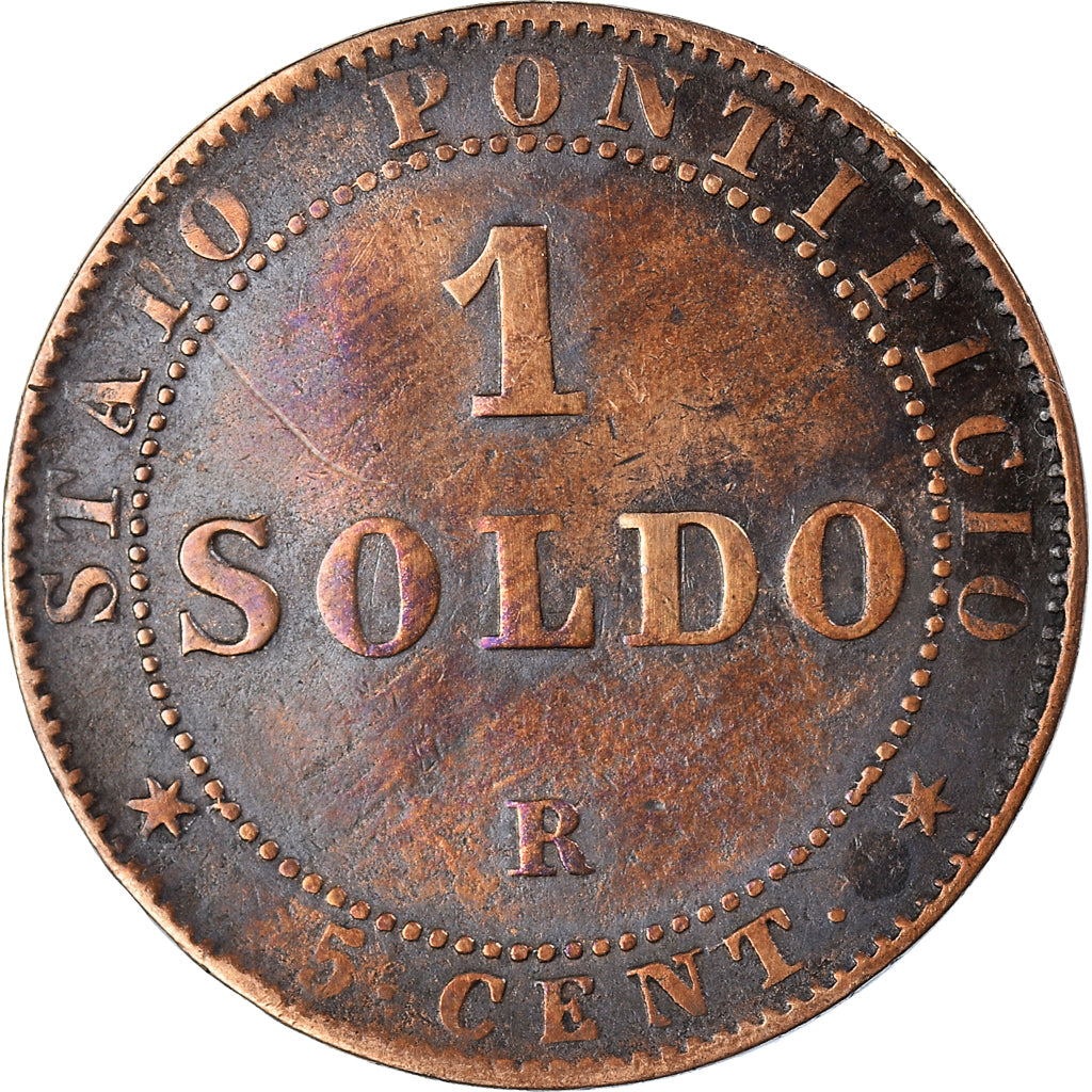 Moneda, Estados italianos, PAPAL STATES, Pius IX, Soldo, 5 Centesimi, 1867