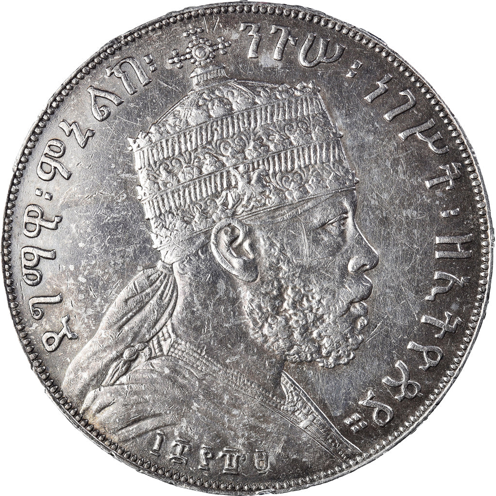 Coin, Ethiopia, Menelik II, Birr, 1902, AU(50-53), Silver, KM:19