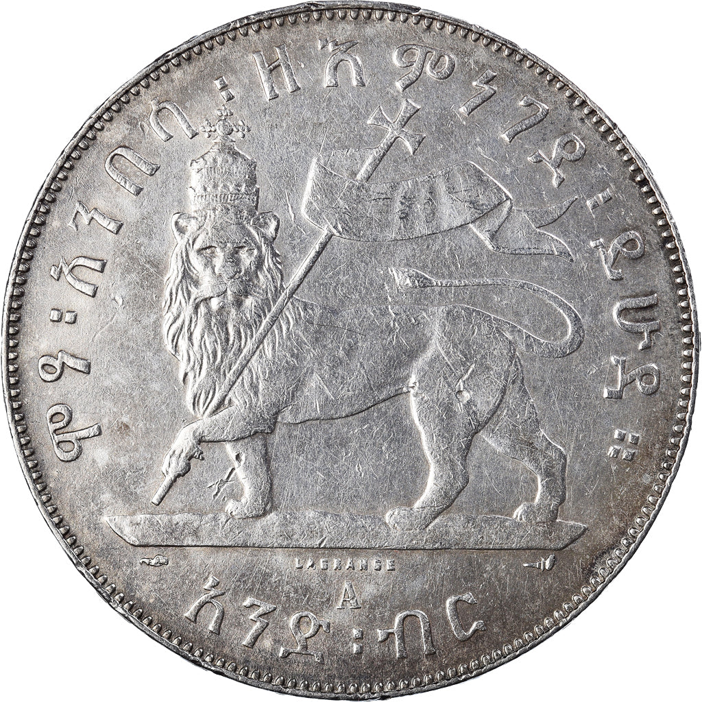 Coin, Ethiopia, Menelik II, Birr, 1902, AU(50-53), Silver, KM:19