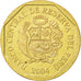 Münze, Peru, 20 Centimos, 2004, UNZ, Messing, KM:306.4