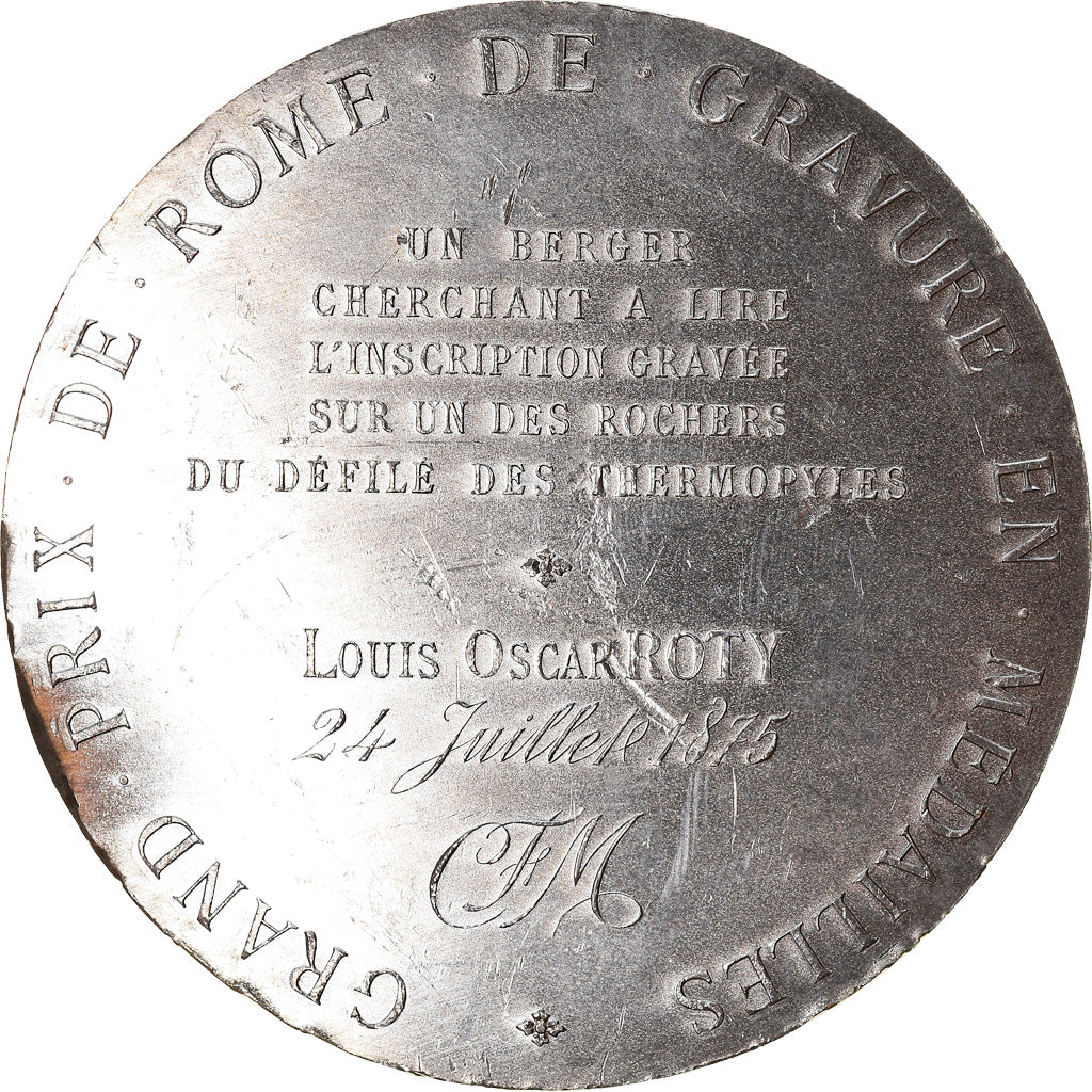 França, Medal, Gravure, Grand Prix de Rome, Berger, Thermopyles, Artes e