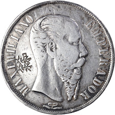 Moneta, Messico, Maximilian, Peso, 1866, Mexico City, BB, Argento, KM:388.1