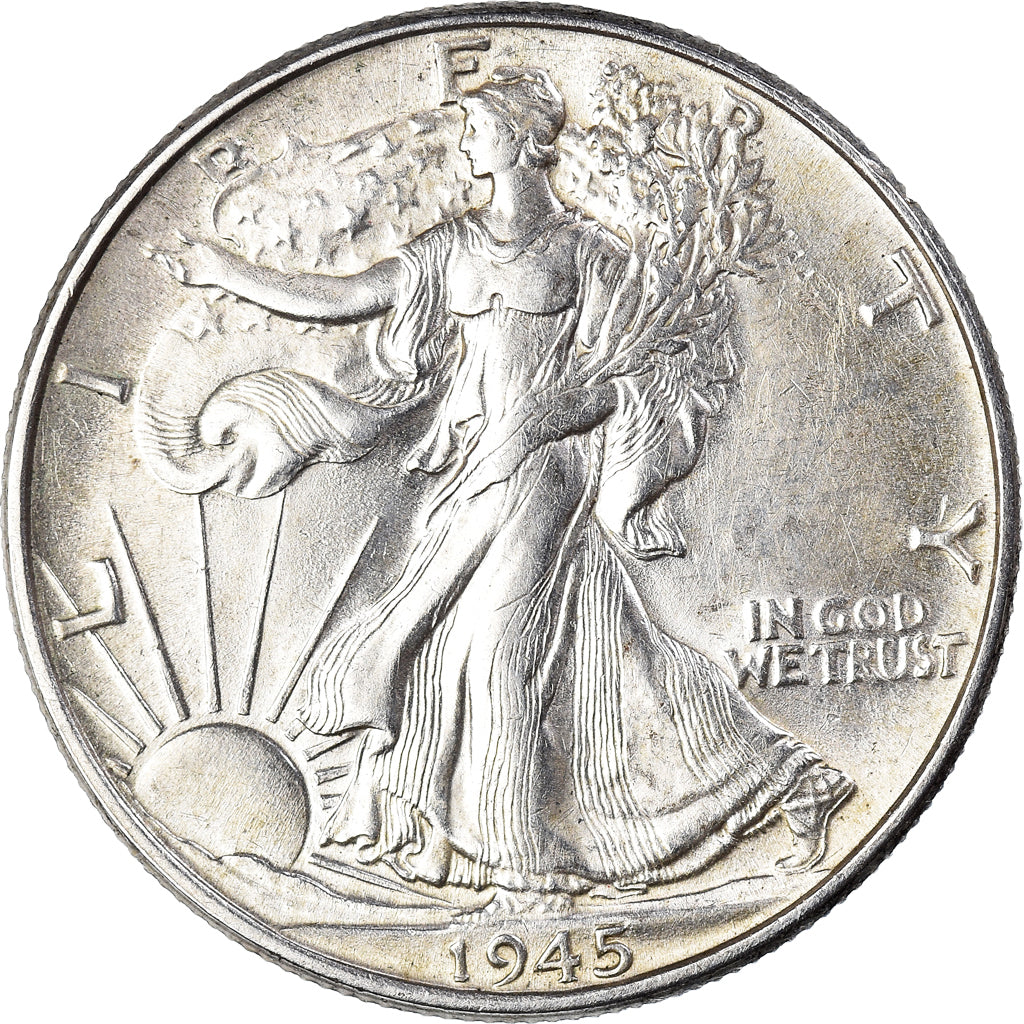 Coin, United States, Liberty Walking, Half Dollar, 1945, Philadelphia