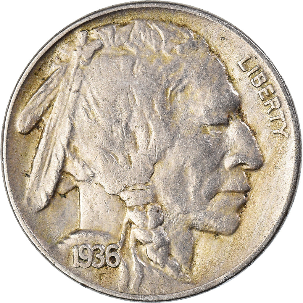 Moeda, Estados Unidos da América, Buffalo Nickel, 5 Cents, 1936, Philadelphia