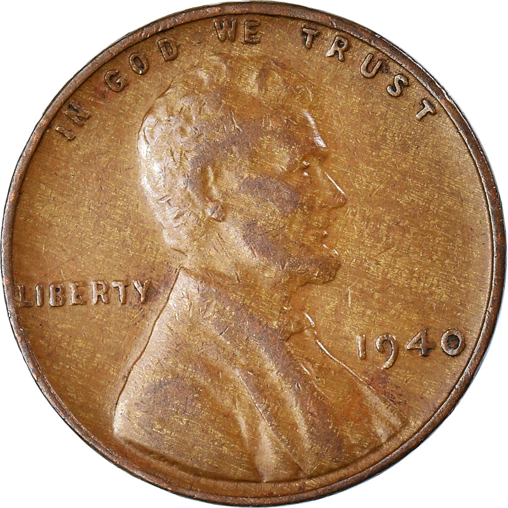 Coin, United States, Lincoln Cent, 1940, Philadelphia, EF(40-45), Bronze