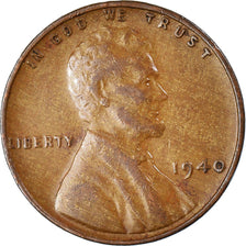 Coin, United States, Lincoln Cent, 1940, Philadelphia, EF(40-45), Bronze