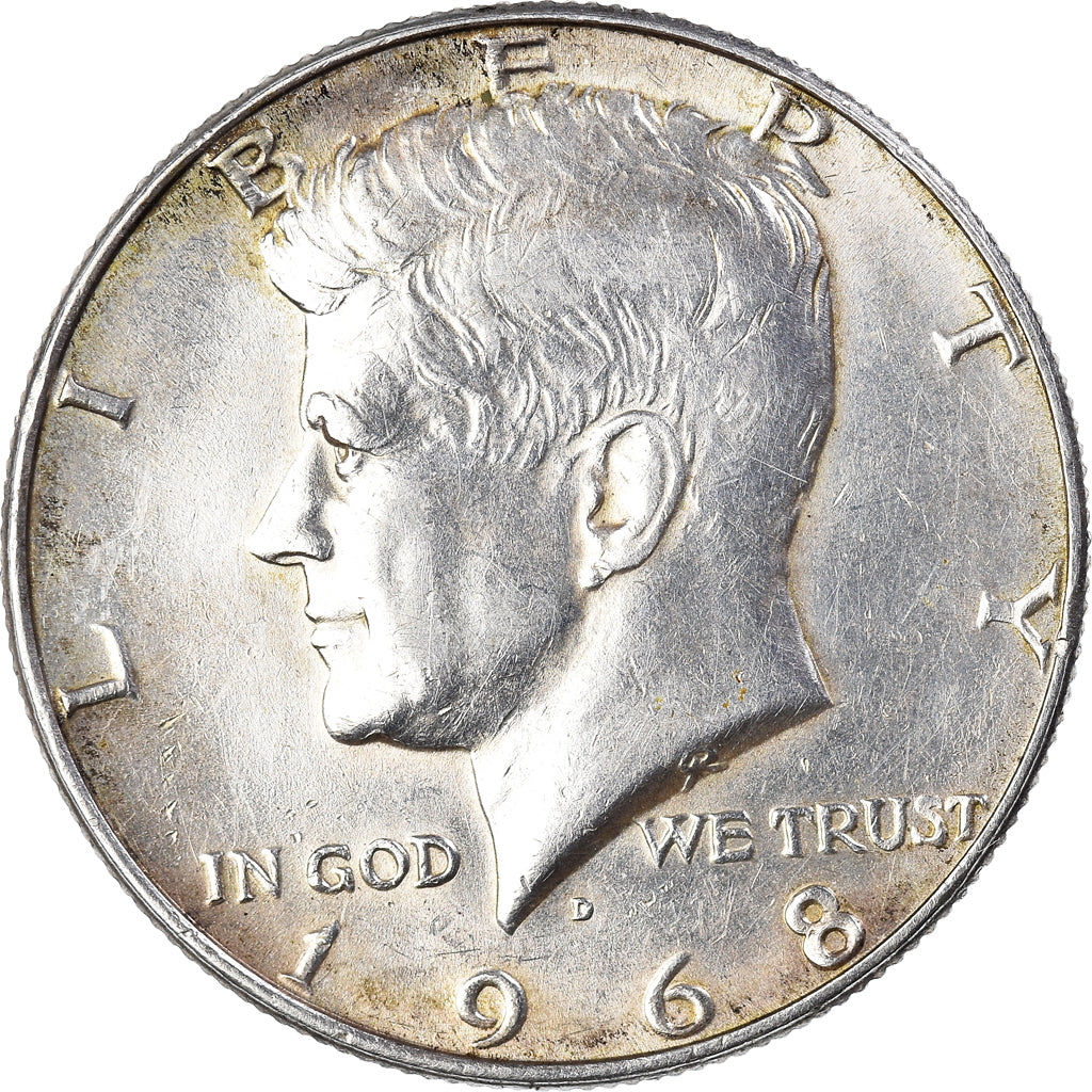 Coin, United States, Kennedy, Half Dollar, 1968, Denver, AU(50-53), Silver