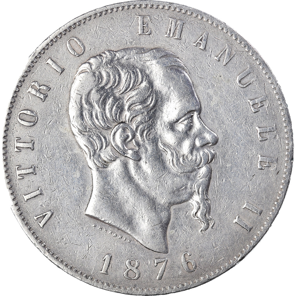 Coin, Italy, Vittorio Emanuele II, 5 Lire, 1876, Rome, AU(50-53), Silver, KM:8.4