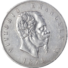 Coin, Italy, Vittorio Emanuele II, 5 Lire, 1876, Rome, AU(50-53), Silver, KM:8.4