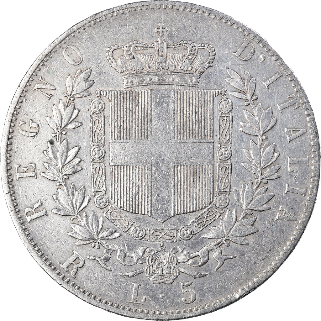 Coin, Italy, Vittorio Emanuele II, 5 Lire, 1876, Rome, AU(50-53), Silver, KM:8.4