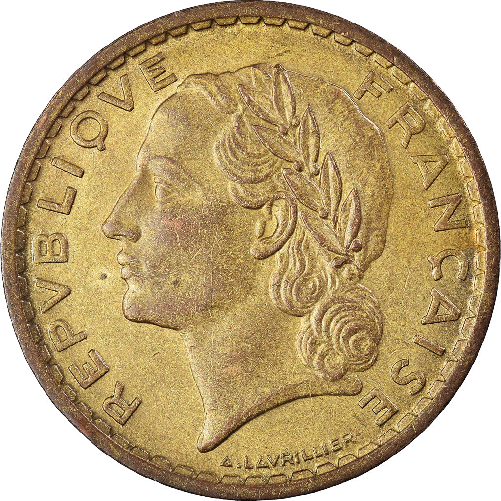 Coin, France, Lavrillier, 5 Francs, 1939, AU(50-53), Aluminum-Bronze, KM:888a.1